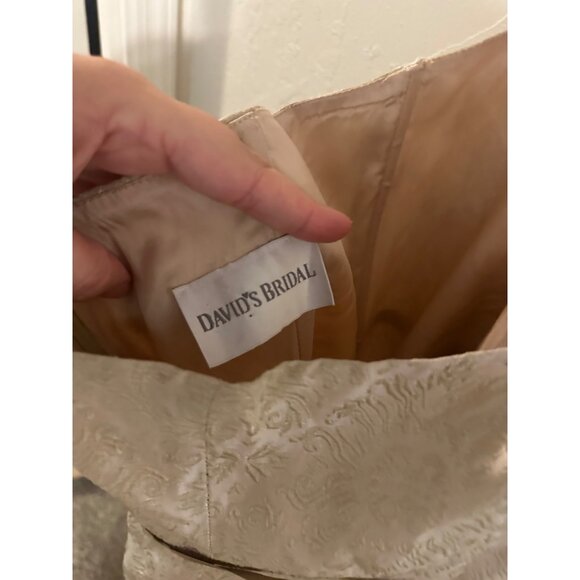 David’s Bridal Champagne & Gold V Neck Halter  Bridesmaid Dress - Picture 10 of 12